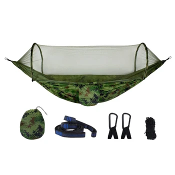 

Camping Hammocks With Mosquito Net Portable Quick Open Hammock Bed Anti-Mosquito Parachute Hammock For Outdoor Backpack Backyard