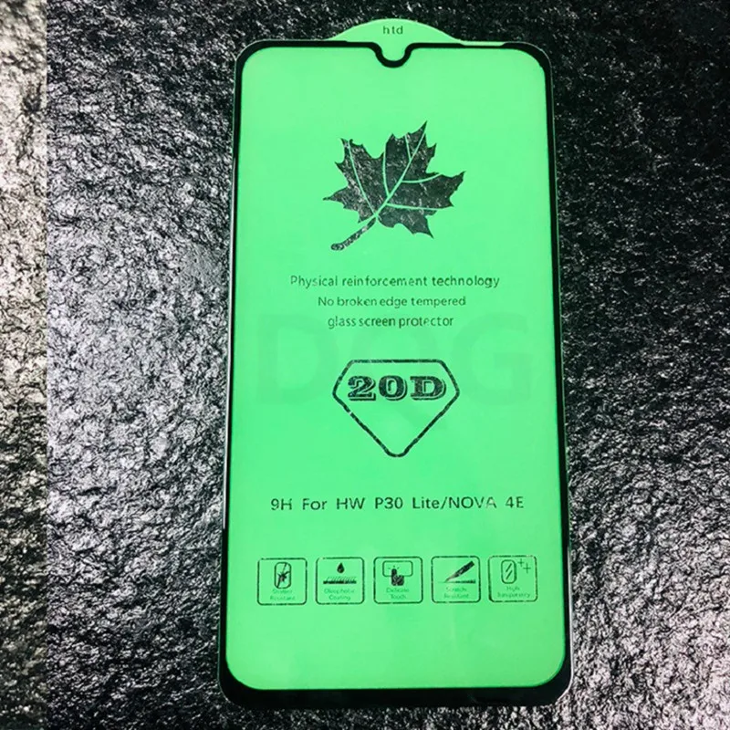 50 шт./лот 20D большая крышка из закаленного стекла для huawei Nova 6 Honor V30 Pro Play 3 3E 20 Lite Enjoy 10 10S пленка для экрана