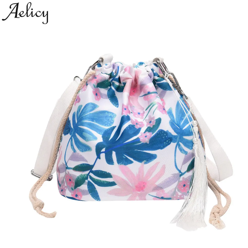 Aelicy женские сумки Florwr печать сумки через плечо для Для женщин оксфорды Строка Сумка-мешок в стиле ретро женские Курьерские сумки