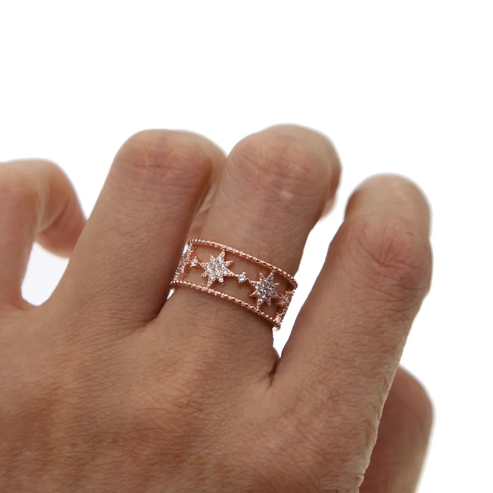 Классическое розовое широкое кольцо, цветок, выдолбленное ремесло, розовое золото, свадебное Открытое кольцо, модные вечерние ювелирные изделия, подарки, регулируемое кольцо на палец