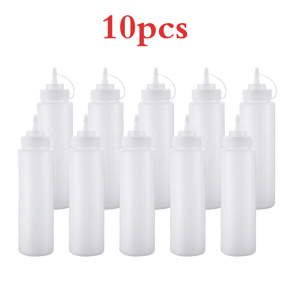10pcs 8oz Squeeze Condiment Bottles With Cap Seasoning Dispensers 250ml