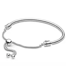 Подлинный 925 пробы серебряный браслет Серебряный Moments скользящая застежка регулируемый браслет подходит для женщин шарик шарм модное ювелирное изделие