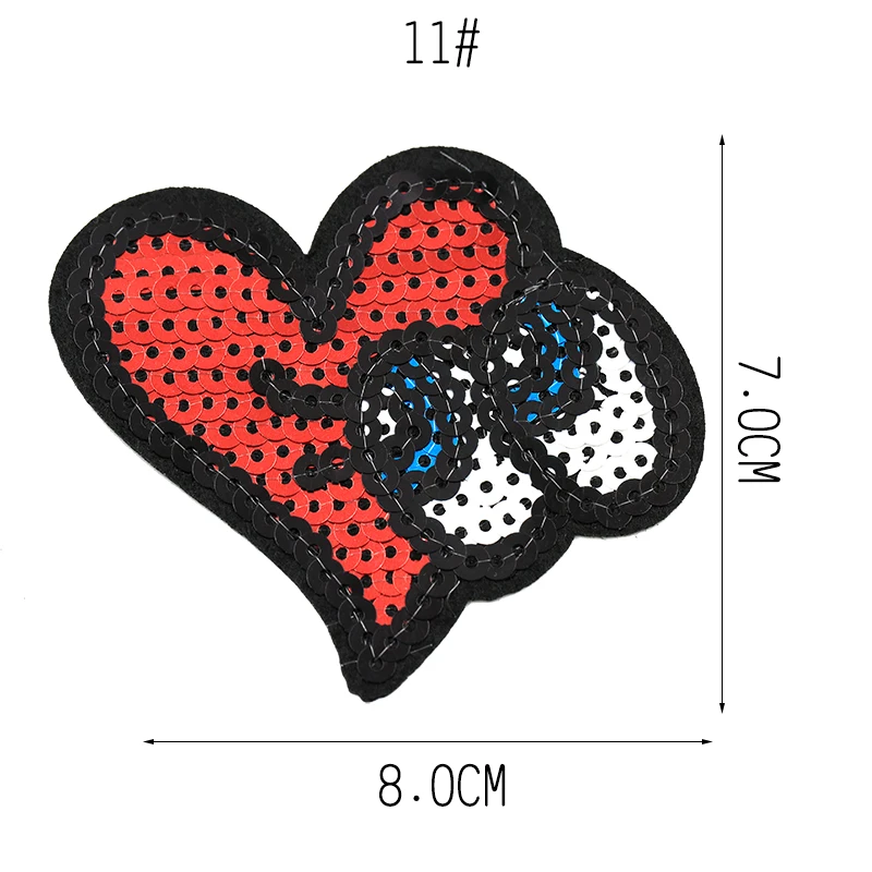 Блестки патч на наклейка на одежду гладить на вышивку патчи для аппликация на одежду пришить значок блестками гладильные Патчи передачи - Цвет: 11 heart