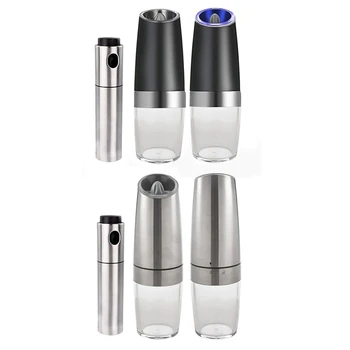 

Electric Pepper Mill, Stainless Steel Oil Spray Bottle + Salt and Pepper Grinder Kit for Cooking Kitchen Tools