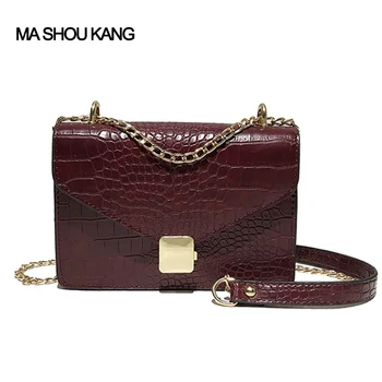 

Crocodile Pattern Crossbody Bags For Women 2019 Small Chain Handbag small bag PU Leather Hand Bag Ladies Designer Shoulder Bags
