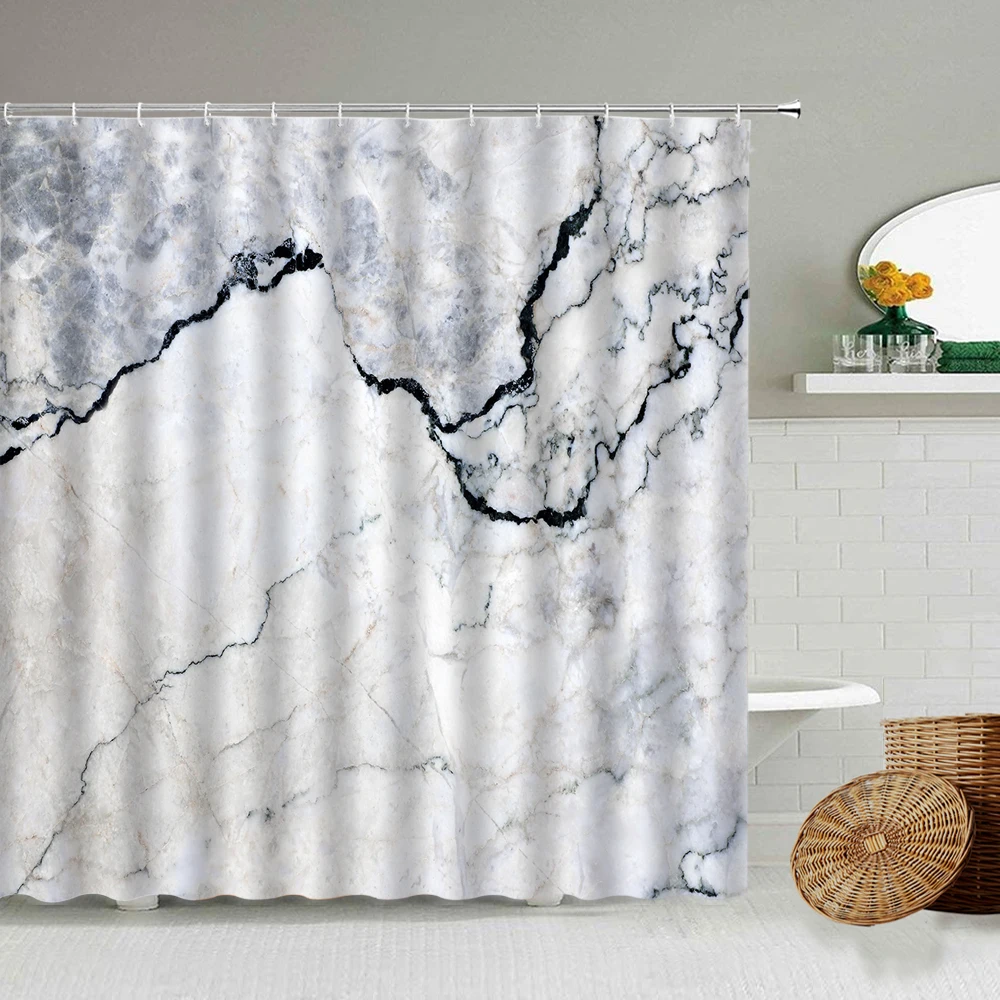 HODORPOWER Shower Curtains Mould Proof Resistant Waterproof Marble Bathroom Curtain Washable Bath Curtain Marble pattern-beige, 180x180cm 71x71 
