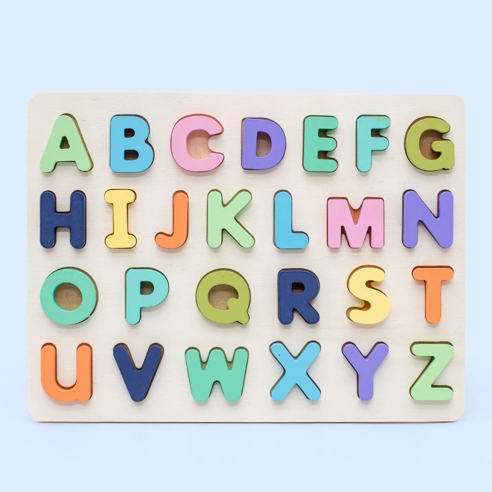 Kids Wooden 3D Alphabet Number Puzzle Baby Colorful Letter Digital Geometric Educational Toy For Toddler Boy Girl Gift 9