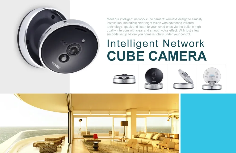 ANNKE 720P интеллектуальная сеть кубическая камера умная Беспроводная PT ip-камера безопасности 1CH встроенный микрофон и 2 динамика wifi Cam