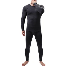 Комплект кальсонов для мужчин, комплекты термобелья с длинным рукавом, сохраняющие тепло, зима-осень, дышащие топы для сна с круглым вырезом, штаны с мешочком для пениса