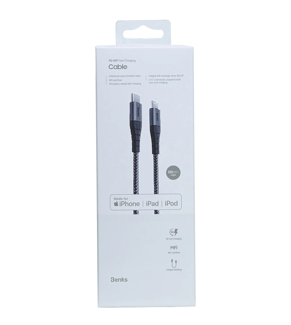 Benks M11 MFi PD Fast Charging Cable For iPhone XS 11 Pro MAX X XR 8 Plus Type USB C to Lightning Phone Cable Nylon Charger Cord (11)