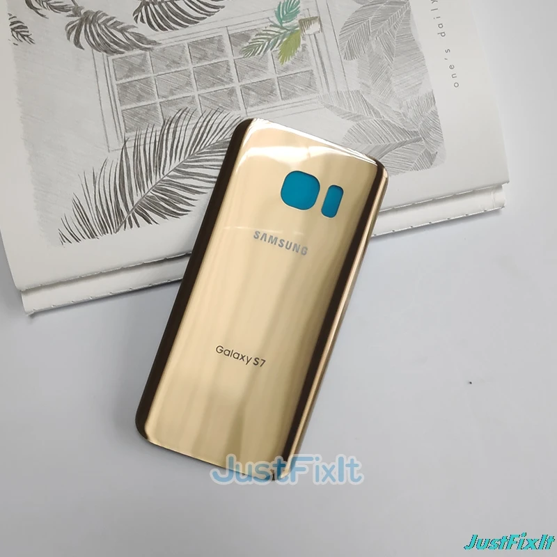 gold Оригинальное стекло для SAMSUNG Galaxy S7 G930F задняя крышка батарейного отсека задняя стеклянная крышка Корпус чехол Замена батарейного отсека - Цвет: gold