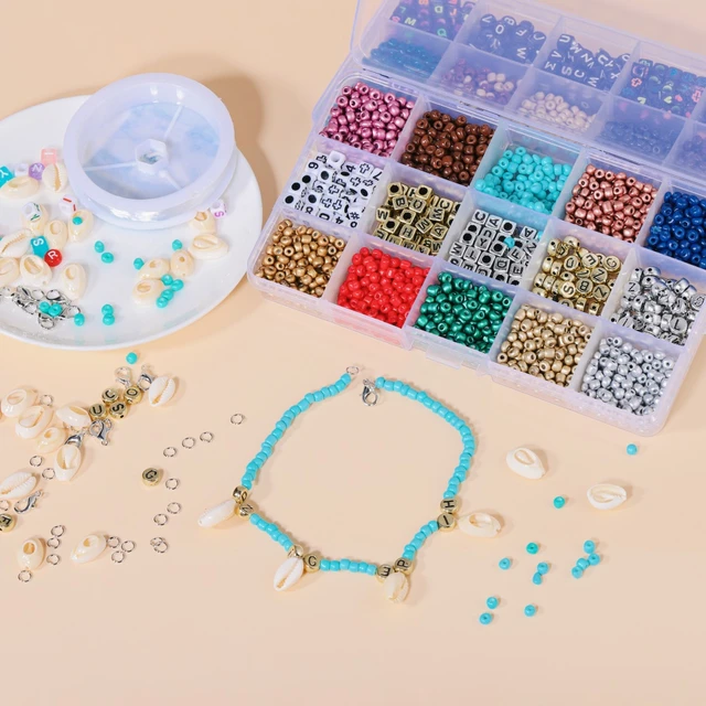 3mm perline di fascino scatola di perline di vetro Set di perle tonde per  collana di