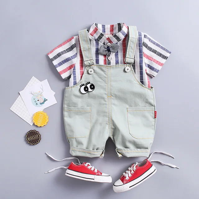 Baby Clothes Bib Children's Suit Girls Short-sleeved Child T-shirt Wings Baby Overalls Fashion Summer 2 / Set