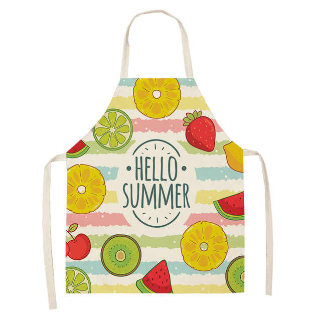 Fruit Pattern Linen Hand Wipe Sleeveless Waist Apron Home Decor Kitchen Baking Cleaning Tool Anti-stain Dining Workwear