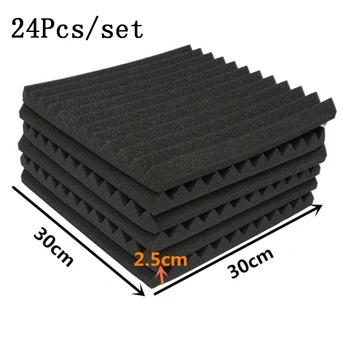 

24 pcs/set Soundproofing Foam Studio Acoustic Panels Studio Foam Wedges 1x12x12 Inch Soundproof Absorption Treatment Panel