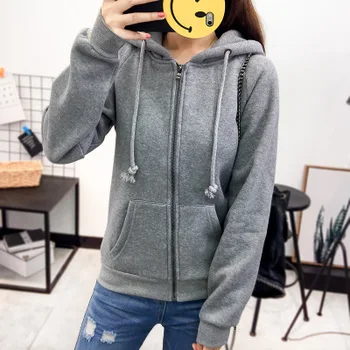 

Solid color sweater women loose cotton hooded sweater 2020 new gray