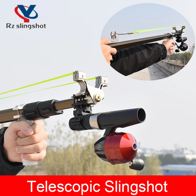 New Telescopic Sliding Mechanical Slingshot Hunting Catapult Powerful Stainless Slingshot Outdoor Hunting Shooting Double Safety