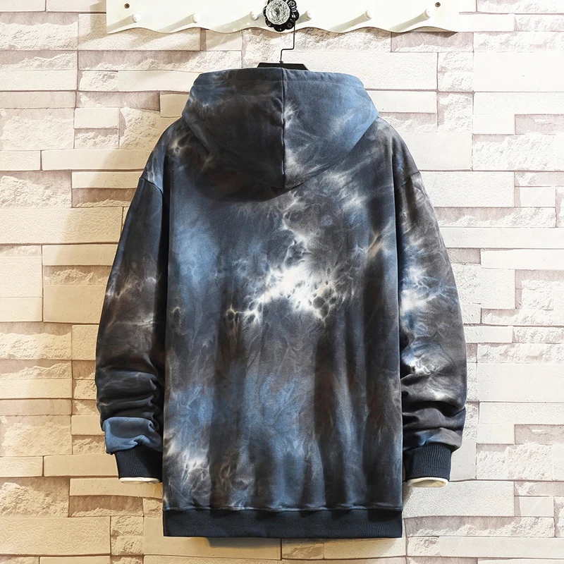 Толстовки мужские модные с принтом Tie Dye Повседневный хлопковый пуловер с капюшоном Мужская Уличная Джокер хип-хоп свободная толстовка мужская толстовка с капюшоном M-5XL