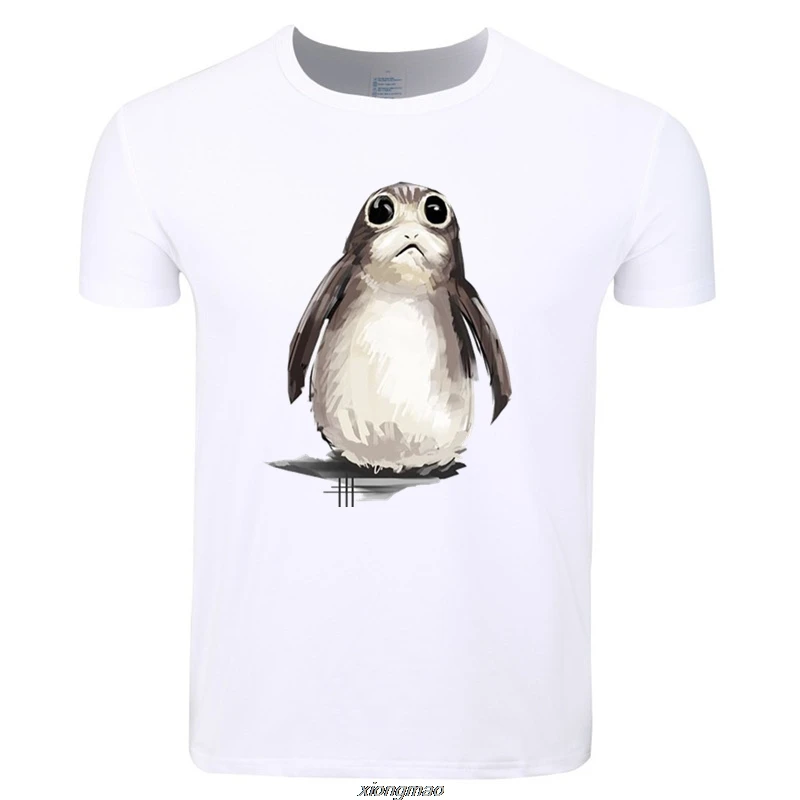 Мужская и женская футболка с принтом Porg, круглый вырез, короткий рукав, летняя повседневная футболка из полиэстера, унисекс - Цвет: as picture