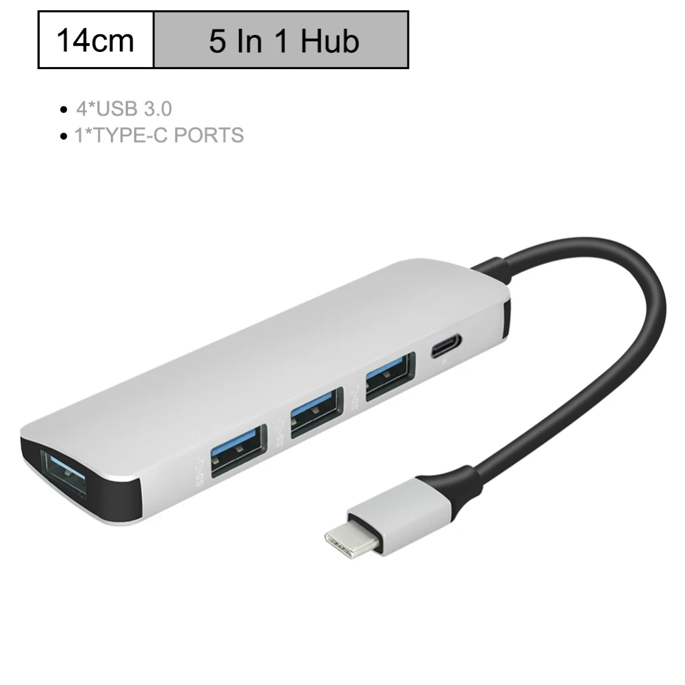 5 в 1 Usb type C концентратор Алюминиевый сплав Usb 3,0 хаб порт Usb C адаптер Компьютерные аксессуары для Macbook