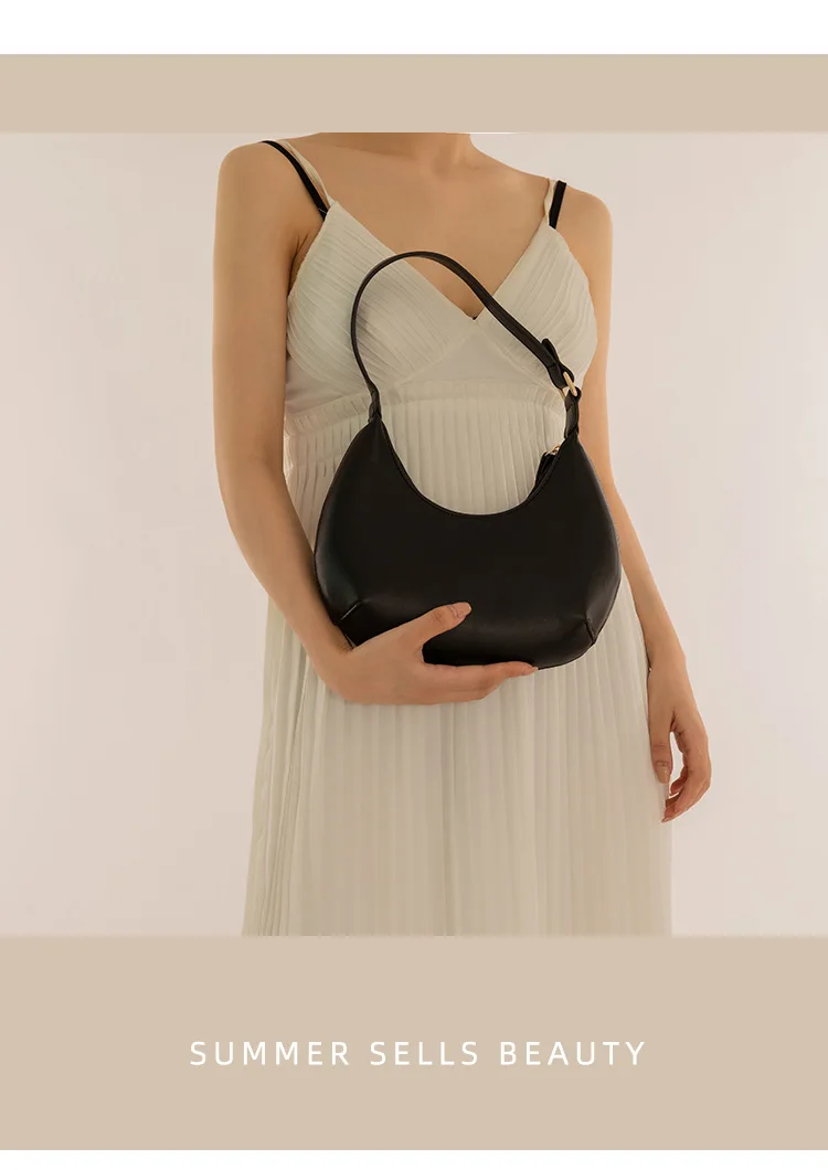 FIRMRANCH Woman's Stylish Solid Color Half Moon Design Sweet Macaron High Quality Daily Date Casual Shoulder Orange Armpit Bag