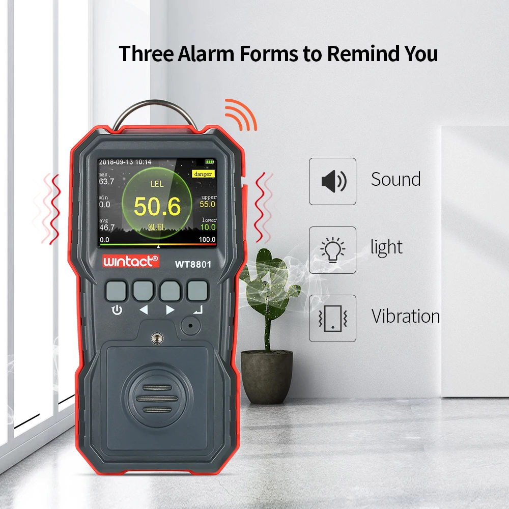 

LCD Display High Precision Combustible Gas Meter Professional Combustible Gas Detector with Sound-light and Vibration Alarm