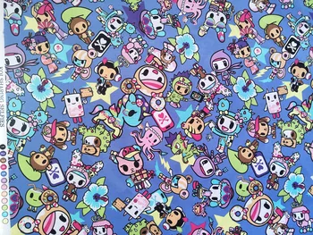 

Cotton-145cm Width Cartoon Monkey Unicorn Printed 100%Cotton Fabric For Cushion Cover/Diy Handbag/Slipcover/Curtain DIY Sewing