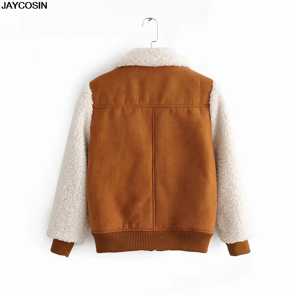 Куртка из JAYCOSIN кожи и замши с искусственным мехом серая теплая зимняя женская куртка повседневная Уличная куртка с длинным рукавом короткая женская куртка 9820