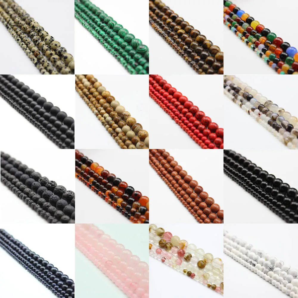 

4 6 8 10mm Natural Stone Beads Matte Lava Onxy Round Full Strand Healing Gem Semi Precious Beads For Jewelry Making DIY Bracelet