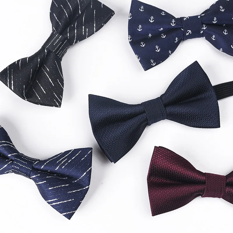 Новые модные детские галстуки-бабочки из полиэстера для мальчиков, регулируемые яркие шелковые синие полосатые галстуки-бабочки с принтом