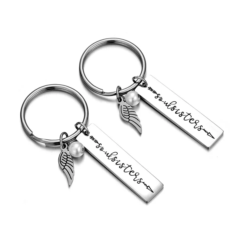 Брелок с гравировкой Keep Going Soul Sisters из нержавеющей стали жемчужными стрелками