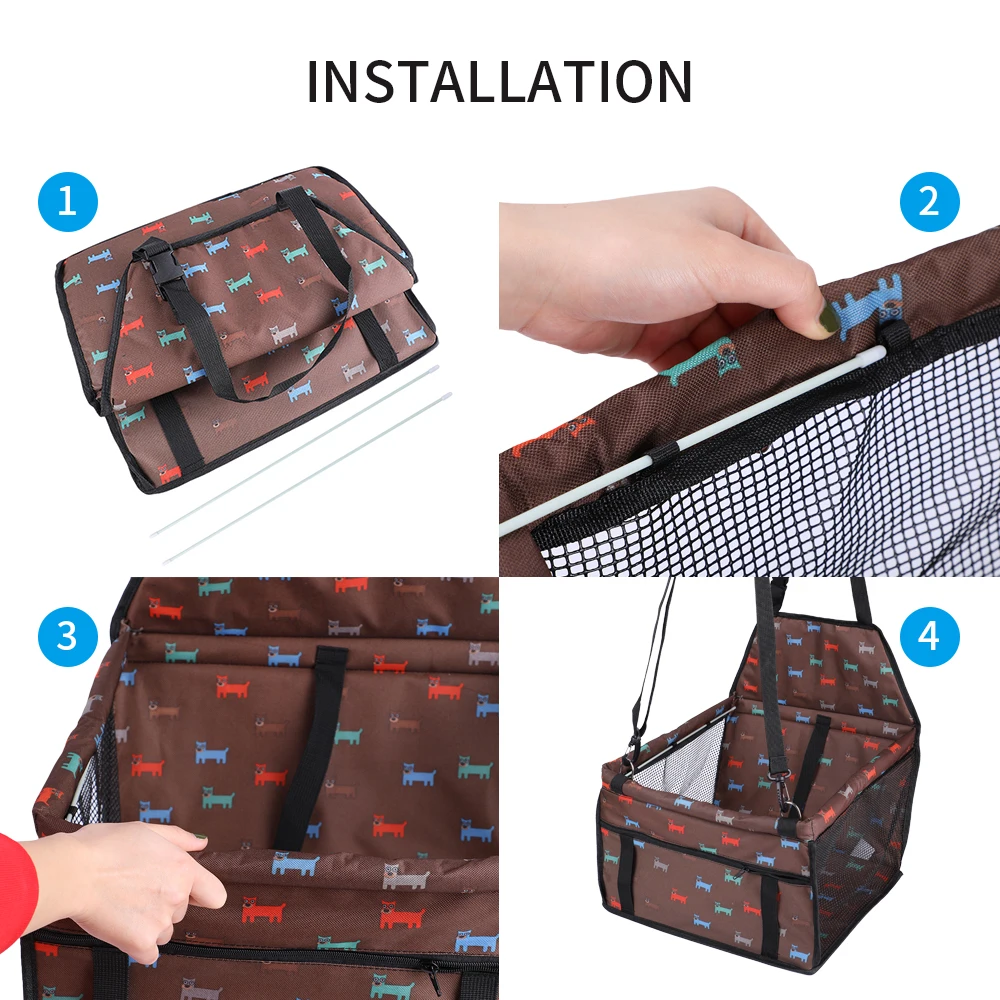 DIDIHOU Pet Dog Car Carrier Seat Bag Waterproof Basket Safety Travelling Basket Mesh Hanging Bags Dog Seat Bag