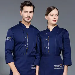 chef jacket customized Chef Shirt Catering Autumn Long Tunic Work Wear Clothes Hat Restaurant Uniforms Coat Women Kitchen Cook