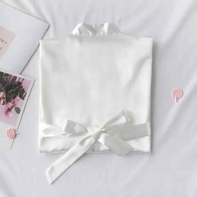 Wedding Bride Bridesmaid Robe Dressing Gown Sexy Women Bathrobe Nightgown Short Sleepwear Casual Flower Kimono Geisha M L XL Solid White