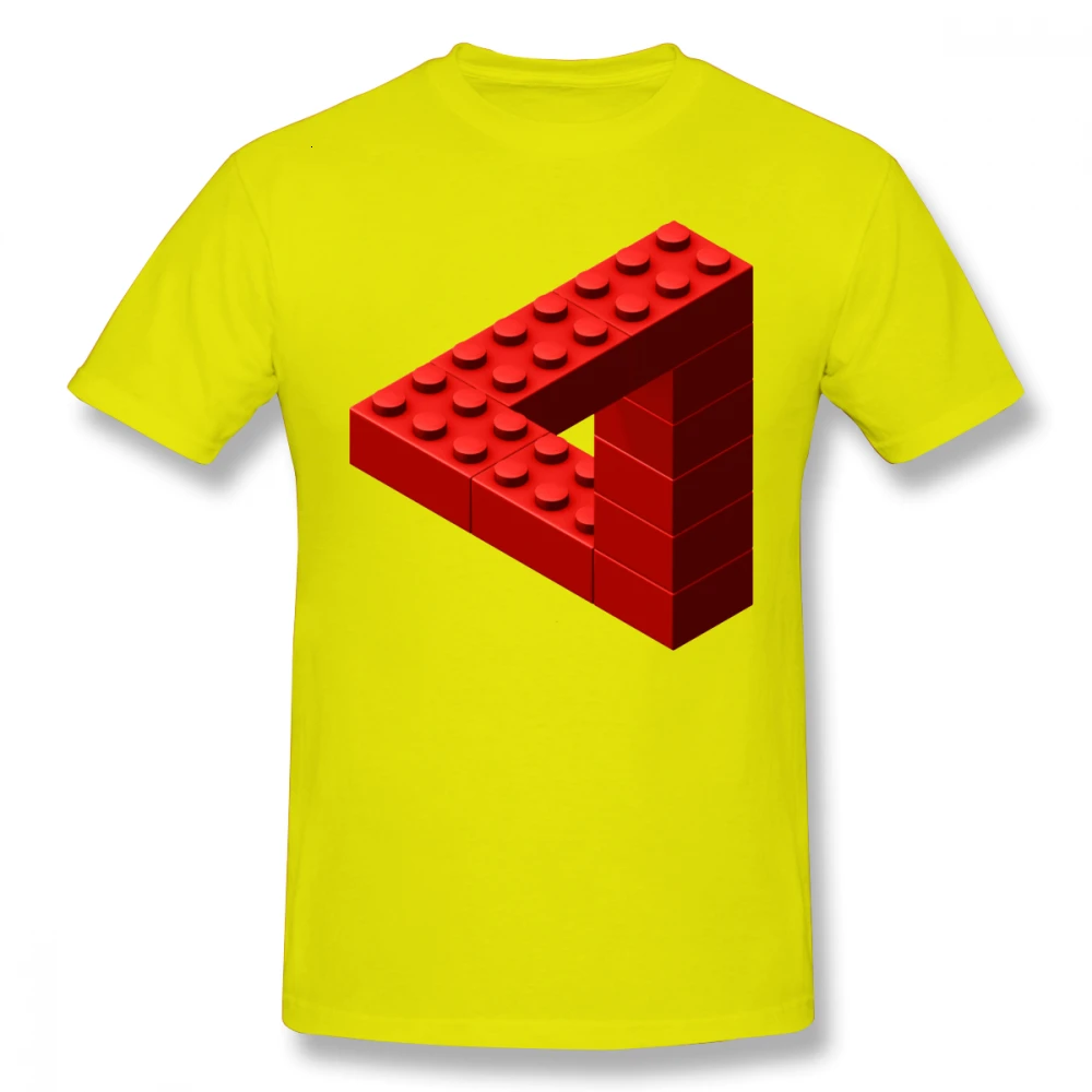 Yellow One yona Escher футболка Escher Toy Bricks Красная футболка 6xl Милая футболка с графикой Мужская модная футболка с коротким рукавом из 100 хлопка - Цвет: Yellow