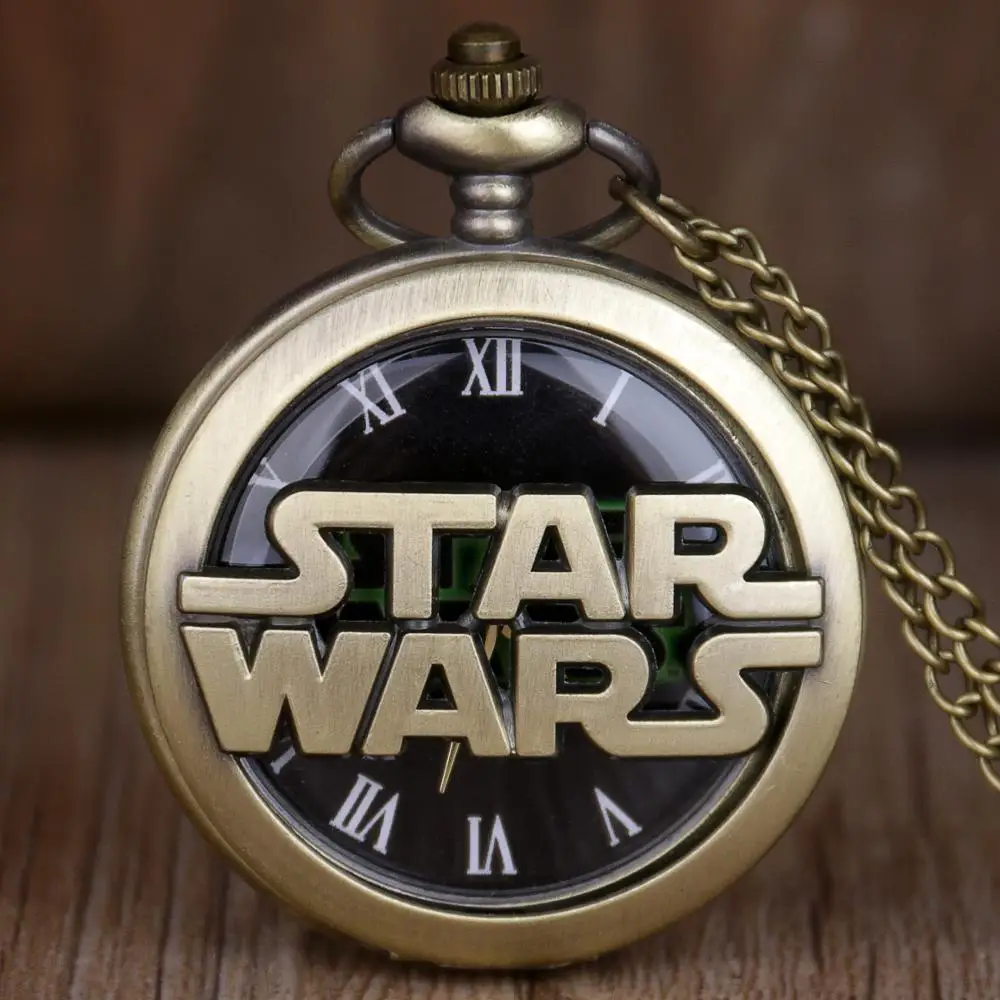 

New Retro Quartz Pocket Watch Star Wars Necklace Vintage Fob Pendant Clock With Chain Best Gift For Movie Fans Men Women