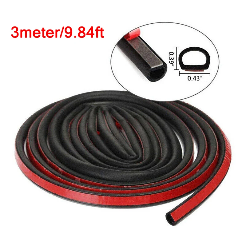 

Universal Weatherstrip Small D-shape Car Door Rubber Weather Seal Hollow Strip 1 X 3meter Car Rubber Seal Strip