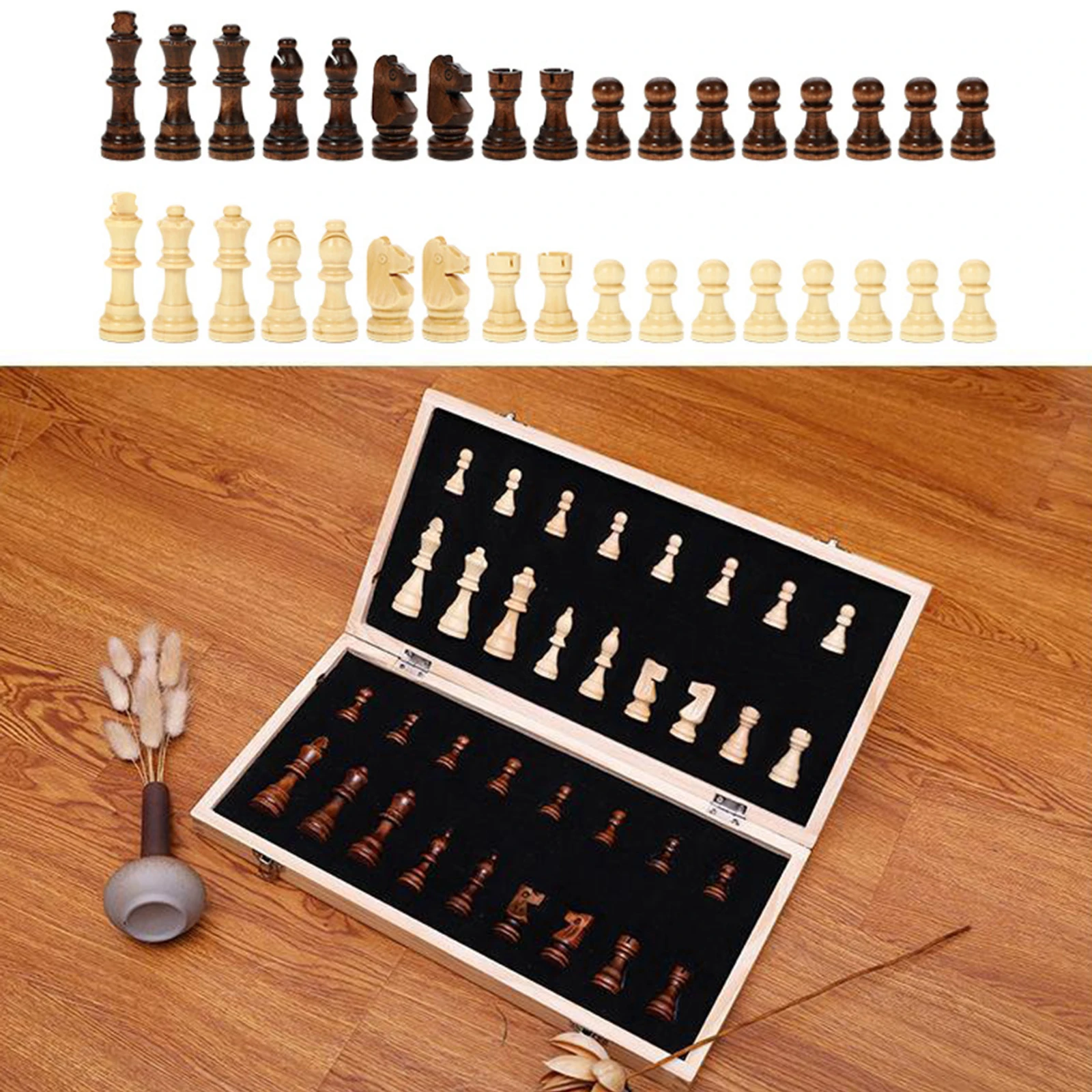 Scacchiera Magnetica Pieghevole In Legno Set 29X29Cm Gioco Interno Per Famiglie Gioco Fatto A Mano Stile Antico