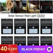 8 шт./лот светодиодный светильник на солнечной батарее с датчиком движения, настенный светильник для безопасности, уличный водонепроницаемый энергосберегающий светильник для дома, сада, уличного двора