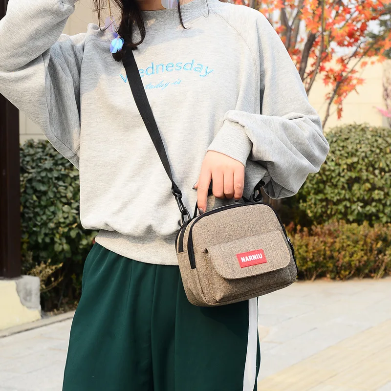

2019 Spring New Style Nylon Anti-Resistant Women's Single-shoulder Crossbody Bag Korean-style-Style Contrast Color Hand Square S