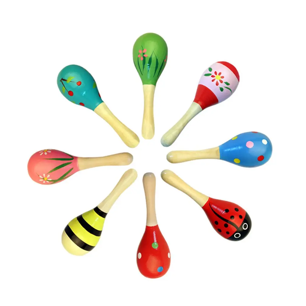 

11cm Colorful Wooden Sand Ball Sound Toy Baby Toddler Educational Musical Instrument Rattle Shaker Party Toys for Children Gift