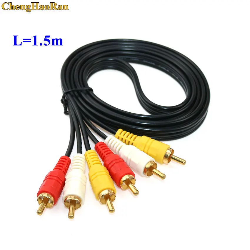 ChengHaoRan 3RCA штекер на 3 RCA мужской композитный аудио-видео av-кабель штекер 3X RCA 1,5 м 3 м 5 м позолоченный RCA аудио кабель - Цвет: 1.5m