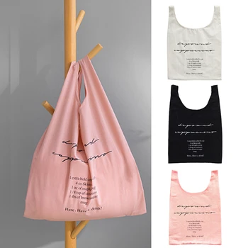 

The Ins Hand Carry Shopping Bag The Letter Vest Bag Canvas Cotton Bag Handbags Women Handbags Women Bag Shoulder Bag Handbag#1