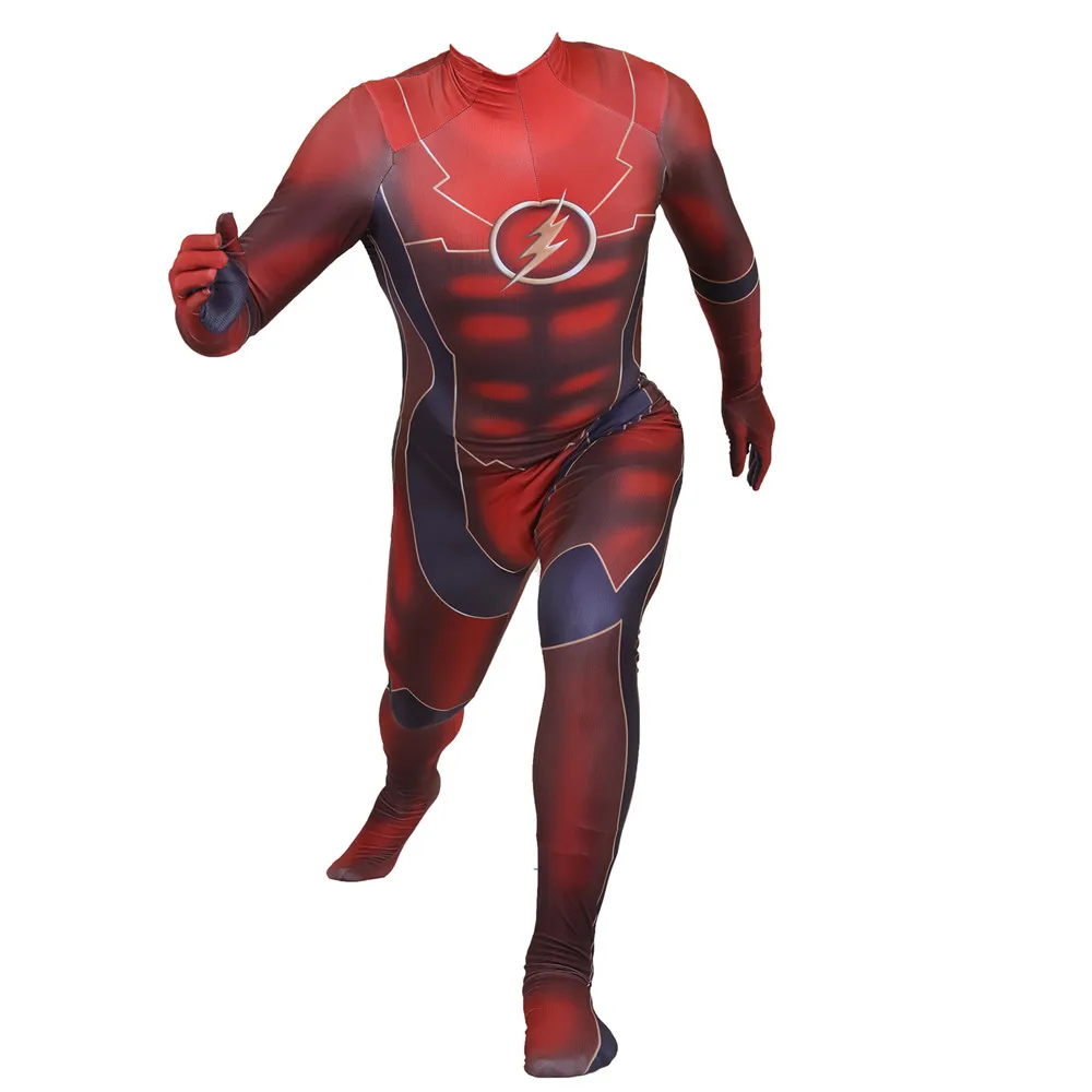 Зеленый Красный флэш Барри Аллен косплей костюм супергероя Zentai боди костюм комбинезоны