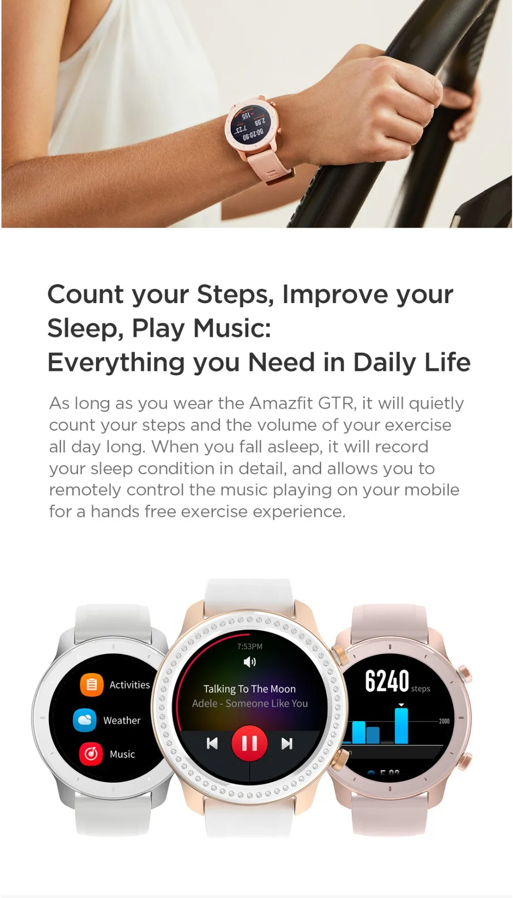 Huami Amazfit GTR 47 мм gps Смарт-часы Мужские 5ATM водонепроницаемые Смарт-часы 24 дня батарея AMOLED экран 12 спортивных режимов управление музыкой