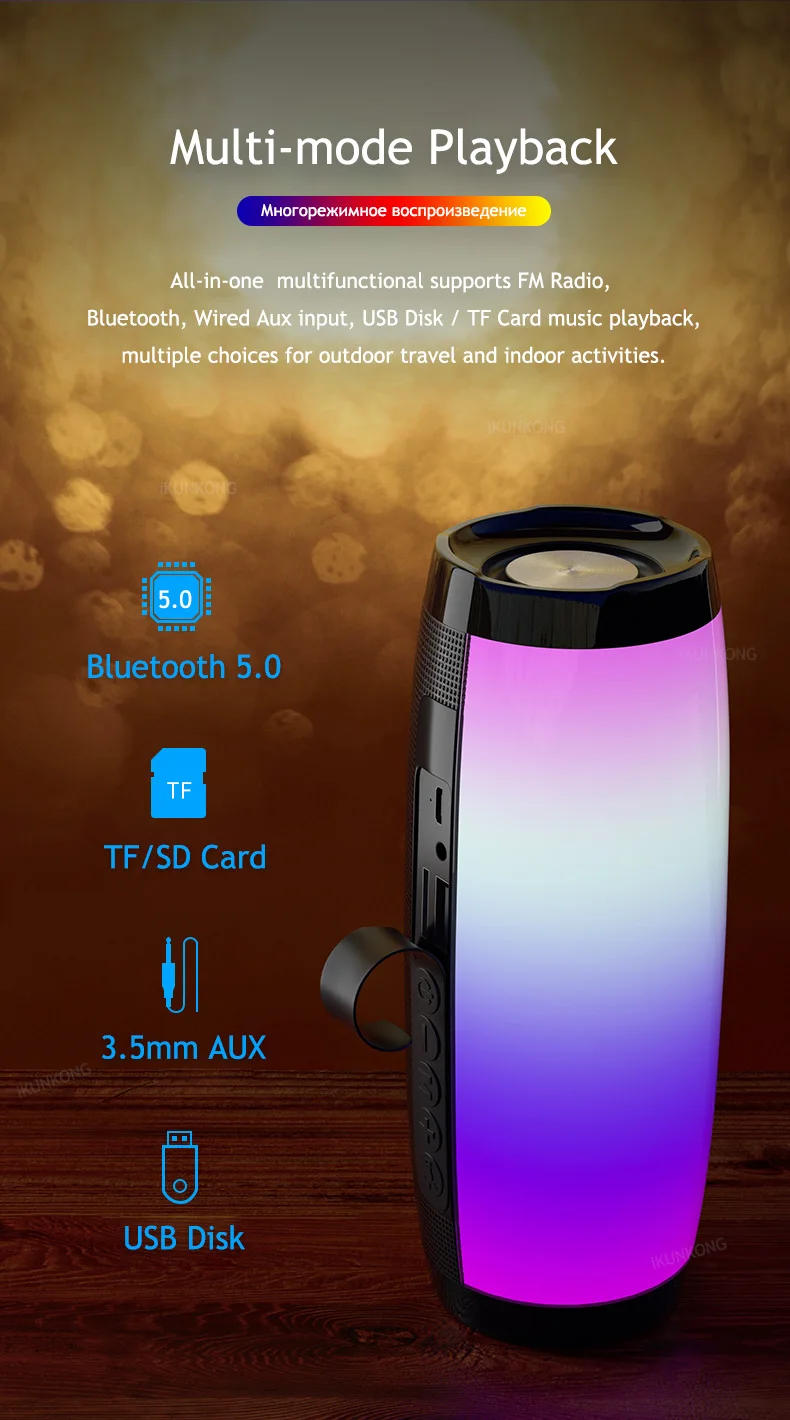 LED Bluetooth Speaker Portable FM Radio Wireless Bass Subwoofer Music Player Boombox USB AUX TF Caixa De Som Portatil big speaker