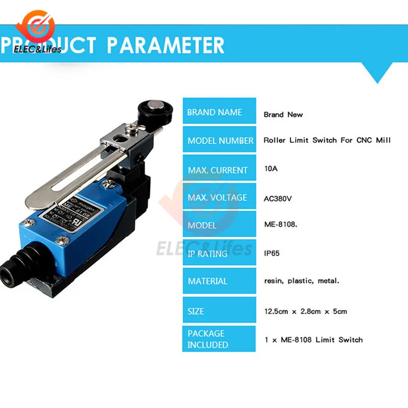 ME-8108 Momentary AC Endschalter 380VAC 6A 250VAC 10A Neue Einstellbare Wasserdichte Grenze Schalter Für CNC Mühle Laser plasma