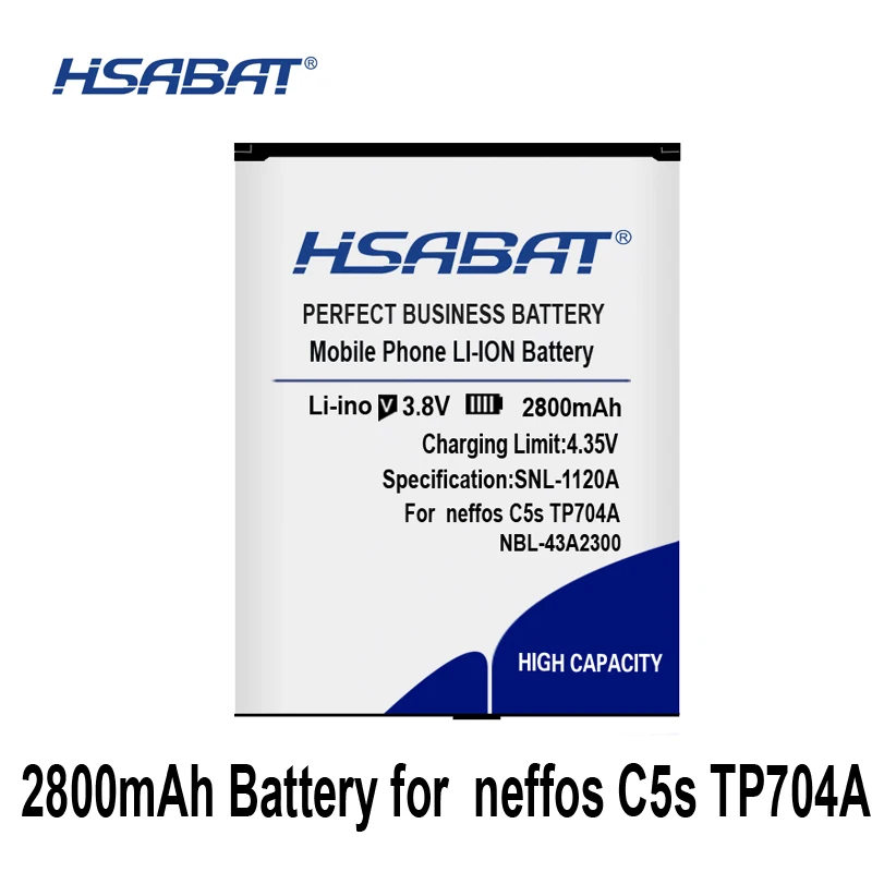 HSABAT NBL-43A2300 2800 мА/ч, Батарея для neffos C5s TP704A TP704C C5A TP703A батареи