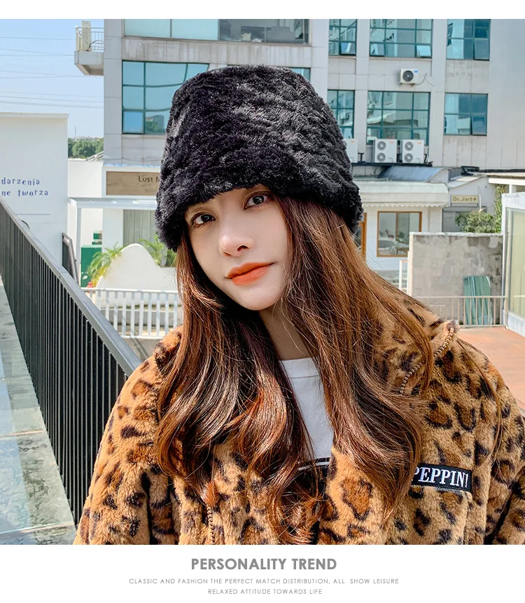 bucket hats New Autumn And Winter Women's Fisherman Hat Warm Hat Imitation Rabbit Fur Solid Color Fashion Casual Cap Bucket Hat bucket hats