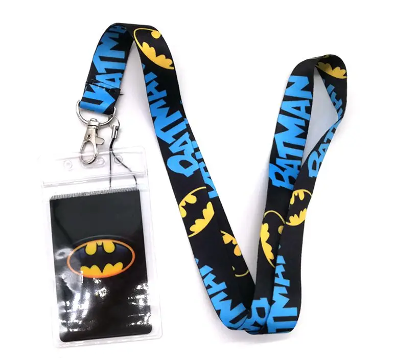

1 Pcs Cartoon batman Card Lanyard Key Chains Card Holders Bank Card Neck Strap Card Bus ID Holders